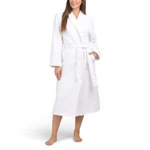 KASSASPA White Turkish Cotton Waffle Robe With Terry Lining